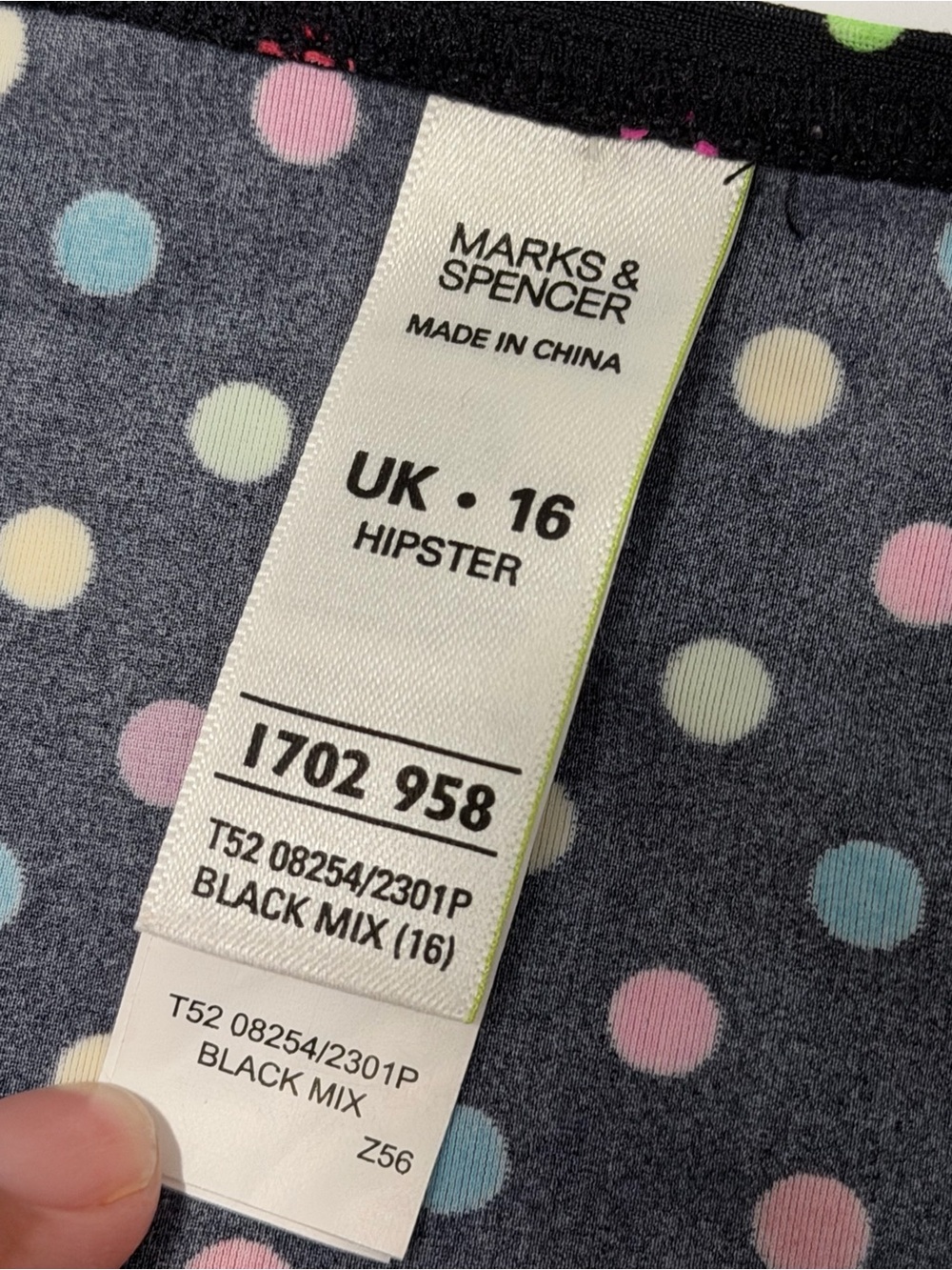 Marks & Spencer Black Polka Dot Hipster Bikini Bottoms Side Tie UK 16 T52 08254 - Picture 4 of 6